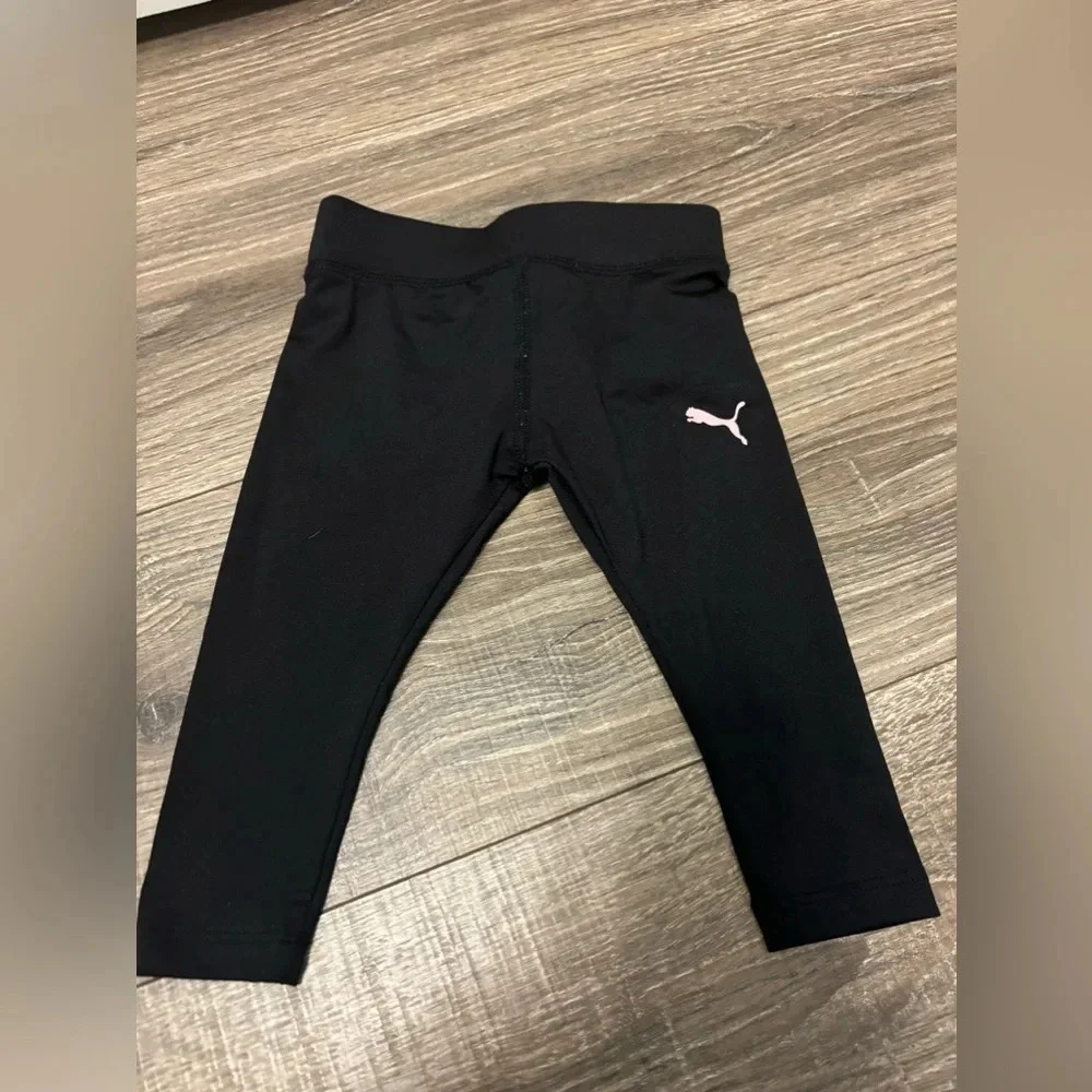 Puma Girls Activewear Hoodie & Legging 2-Piece Set Size 12m Pink Black Zip Up